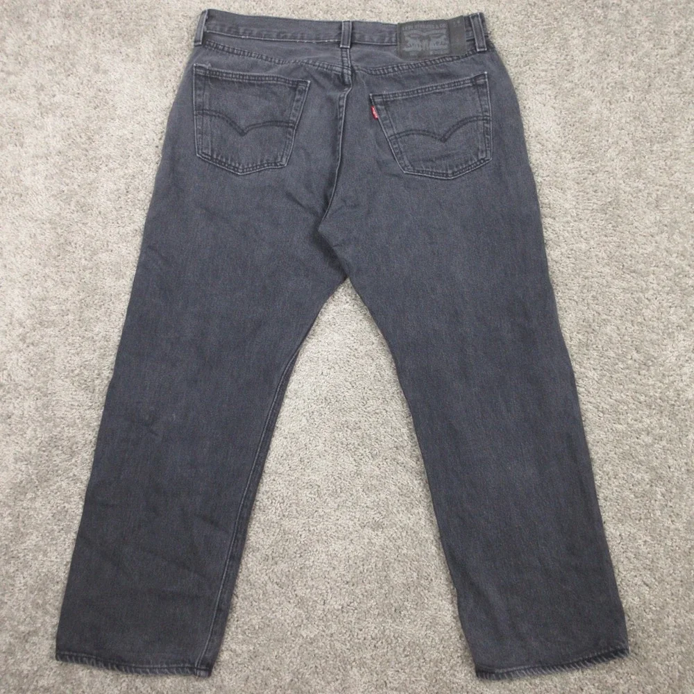 Levis Jeans Mens 33x25 (Tag 36x30) Black 501 Button Fly Original‎ Denim Pants